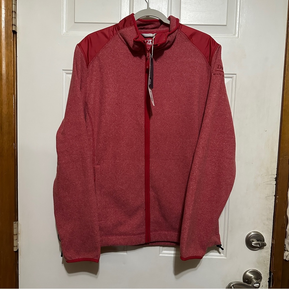 NEW Cutter & Buck Spark Systems‎ Red Fleece Full Zip Jacket Golf Mens L *READ*